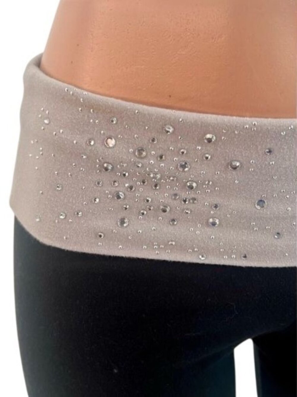 VTG Victoria’s Secret Rhinestone Embellished Fold Over Boot Cut Leggings M | Y2K - Picture 4 of 9